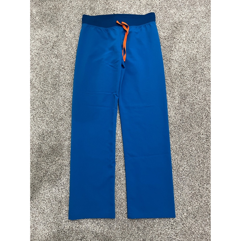FIGS Technical Collection Scrub Pants Royal Blue Orange Drawstring Small T21003